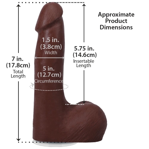 Фаллоимитатор реалистичный на съемной присоске коричневый Doc Johnson The Realistic Cock ULTRASKYN - 7 Inch with Balls Chocolate - 5