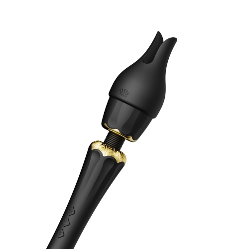 Вибромассажер Ванд в форме микрофона с насадками черного цвета Zalo Kyro Wand Turquoise - 6