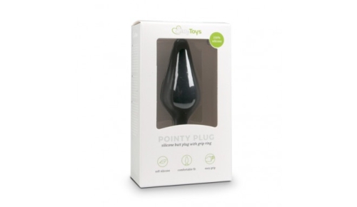 Анальная пробка со стоппером кольцом силиконовая черная EasyToys - 4