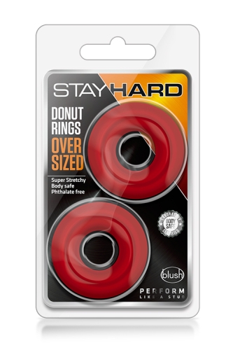 Набір ерекційних кілець для продовження ерекції червоні STAY HARD Donut RINGS OVERSIZED - 2