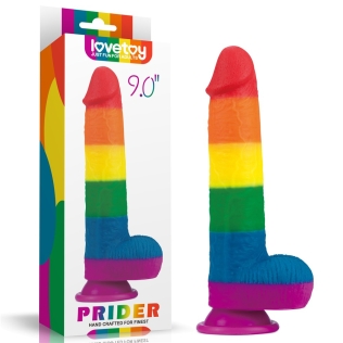 Фаллоимитатор из силикона радуга реалистичный с мошонкой на присоске Lovetoy Prider