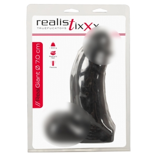 Фаллоимитатор реалистичный на присоске черного цвета Realistixxx Real Giant 
