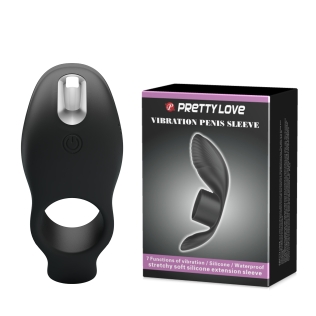 Эрекционное виброкольцо на член черного цвета Lybaile Pretty Love Vibration Penis Sleeve