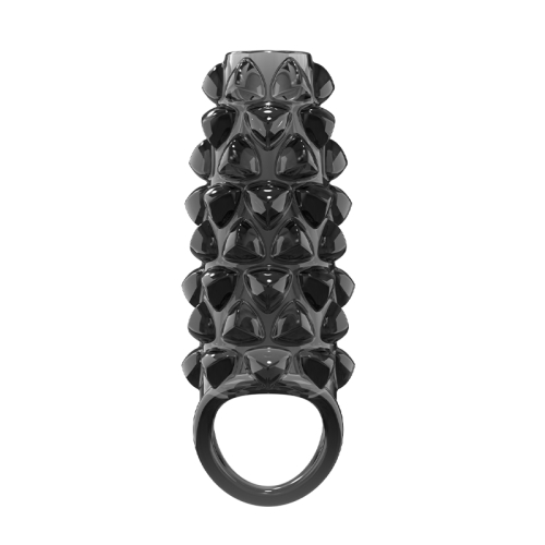 Стимулююча насадка на член із пухирцями чорна Meleon - Dragon Spine Locking Sleeve - 4