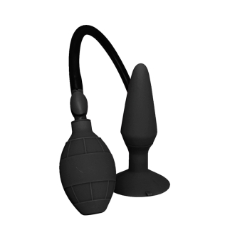 Надувной анальный плаг с присоской чёрный MENZSTUFF SMALL INFLATABLE PLUG