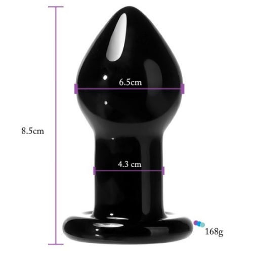 Анальная пробка стеклянная черного цвета Vscnovelty Glass Anal Plug - 2