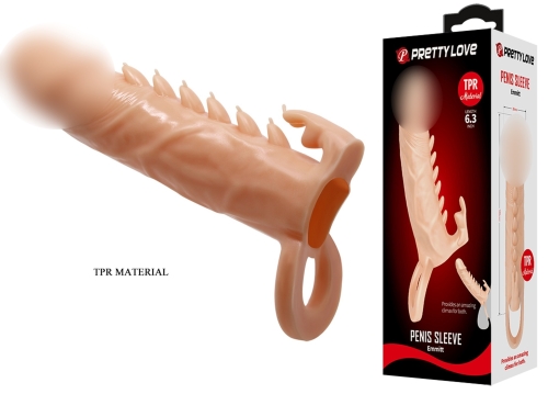 Насадка на член реалістична що подовжує тілесного кольору LYBAILE PREETTY LOVE Penis Sleeve Emmitt - 1