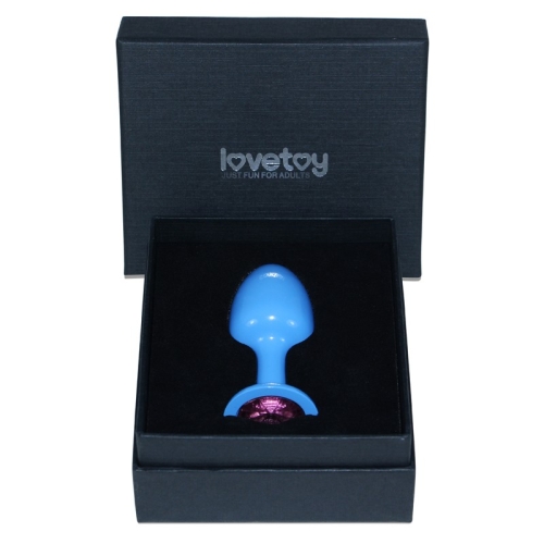 Анальна пробка блакитного кольору із кристалом рожевого кольору Lovetoy Rosebud Plug - 3