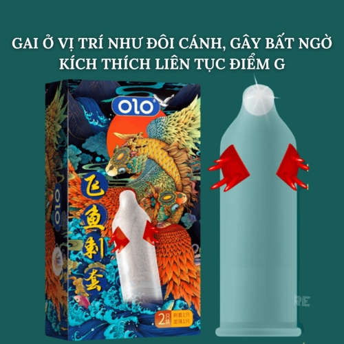 Презерватив с усиками + шарик OLO FLYING KOI 1 штука - 2
