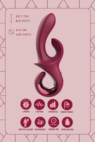 Вібратор-кролик із ручкою гачком червоний Dreamtoys Glam Duo Vibrator - 7