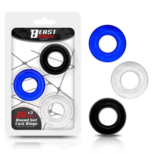 Набор эрекционных колец на член прозрачное синее черное Intoyou Set Of 3 Penis Ring 3 Colors 3 штуки