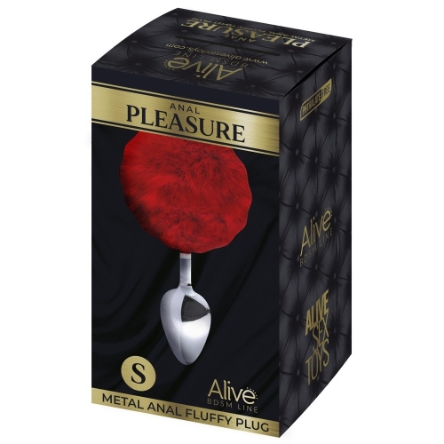 Анальний корок металевий з червоним хвостиком Alive Anal Pleasure розмір S - 2
