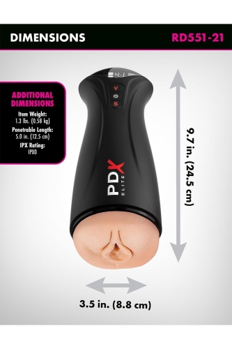 Мастурбатор вагина в колбе с вибрацией бежевая Pipedream PDX Elite - 5