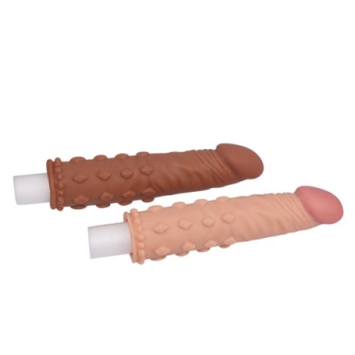 Реалістична Подовжуюча насадка на член + 5 см закрита lovetoy коричнева - 2