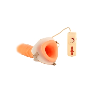 Страпон мужской полый с поясом Vibrating Hollow Extender Strap-On.