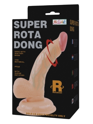 Вібратор реалістичний на присоску з обертанням бежевий Super rota dong - 8