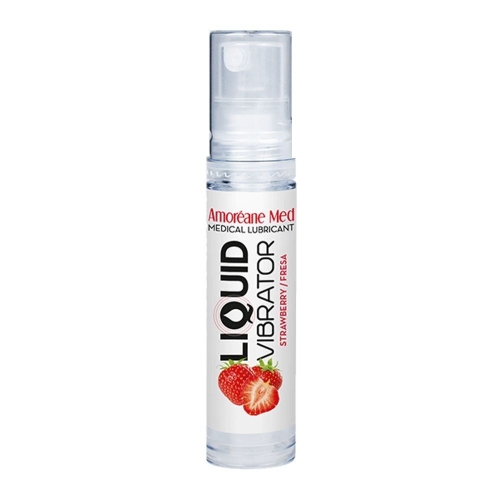 Лубрикант з ефектом вібрації Amoreane Med Liquid Vibrator Strawberry 10 мл - 1
