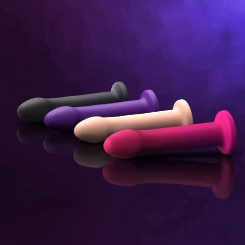 Насадка для страпона на присоске термоактивная силиконовая фиолетового цвета Dorcel Real Pleasure размер S - 6