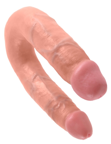 Двосторонній фалоімітатор реалістичний тілесного кольору Pipedream King Cock M Double Trouble Flesh - 3