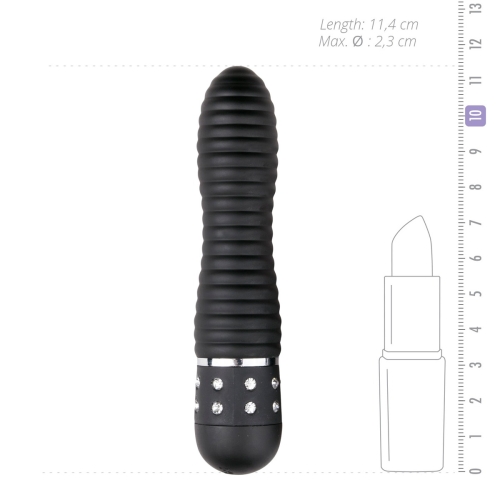 Вибратор вагинальный ребристый черного цвета со стразами EasyToys Love Diamond - 4