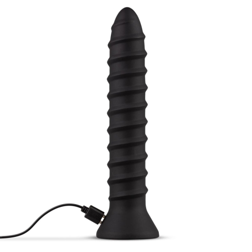 Анальний вібратор із рельєфом чорний EasyToys Screwed розмір L - 4