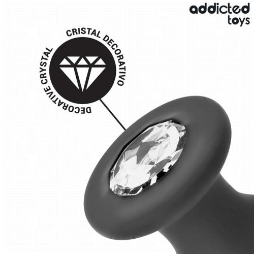 Анальний корок силіконовий чорний з камінчиком Addicted Toys Anal Plug Jewel Silicone 90 мм - 3