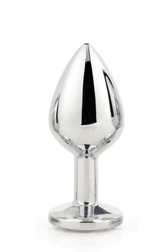 Анальная пробка серебристая с бесцветным камнем 8,3 х 3,4 см Dream Toys Gleming Love - 4