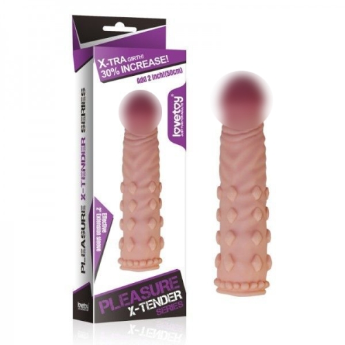 Реалістична Подовжуюча насадка на член з рельєфом закрита lovetoy тілесна - 1