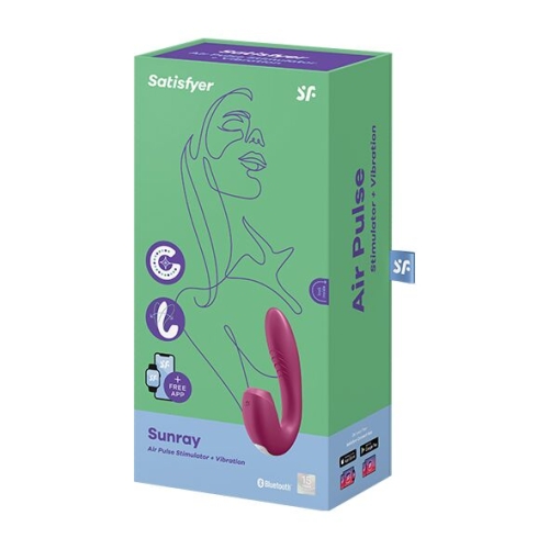 Вакуумный вибратор для стимуляции клитора и точки G бордовый Satisfyer Sunray Berry - 6