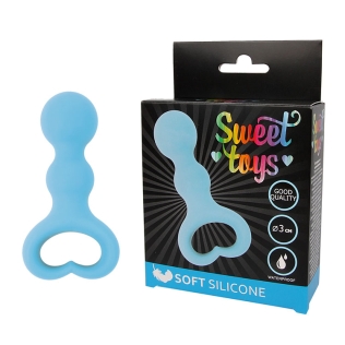 Стимулятор анально-вагінальний силіконовий SWEET TOYS блакитний L 6,5 см d 3 см