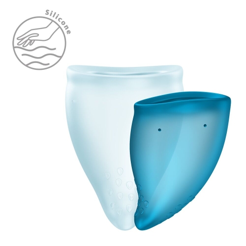 Набор менструальных чаш на 20 и 30 мл голубая и бирюзовая Fun Factory FUN CUP EXPLORE KIT 2 штуки - 4