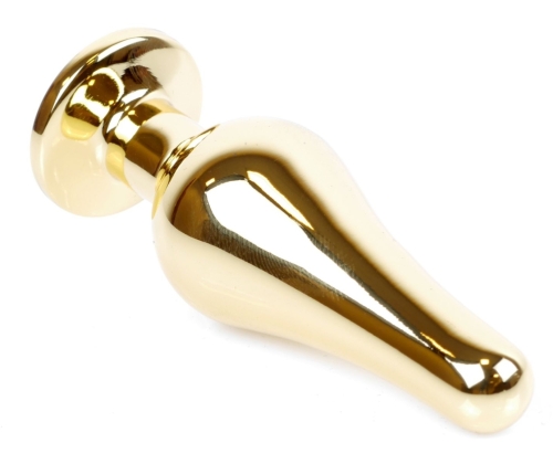 Анальна пробка золотистого кольору із кристалом сріблястого кольору BOSS of TOYS Jewellery BUTT plug - 4