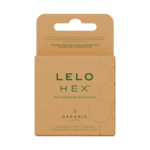 Презервативы тонкие и суперпрочные из органического латекса LELO HEX Condoms Organic 3 штуки - 1