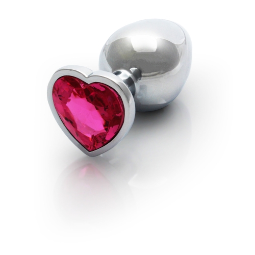 Металевий анальний затор з рожевим каменем Heart Gem розмір M Ouch! - 1 Металевий анальний затор з рожевим каменем Heart Gem розмір M Ouch! - 1
