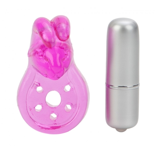 Эрекционное виброкольцо розового цвета California еxotic novelties Micro Vibe Arouser Bunny - 1