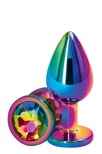 Райдужна анальна пробка з кристалом REAR ASSETS RAINBOW M - 1