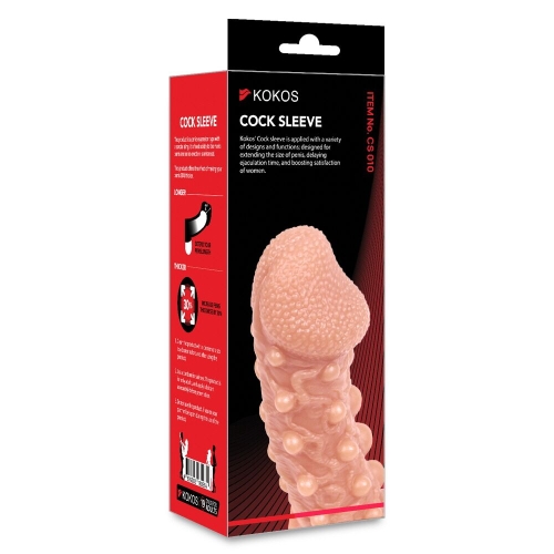 Насадка на член з отвором для мошонки та пухирцями тілесного кольору Kokos Cock Sleeve CS 010 розмір L - 4