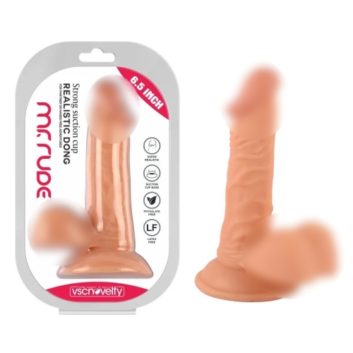 Фалоімітатор реалістичний на присосці Realistic Dong Flesh Mr. Rude 6.5 бежевий - 1