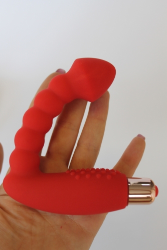 Анальний вібратор зі стимуляцією клітора SWEET TOYS Червоний L 10 см D 19x30 см - 3