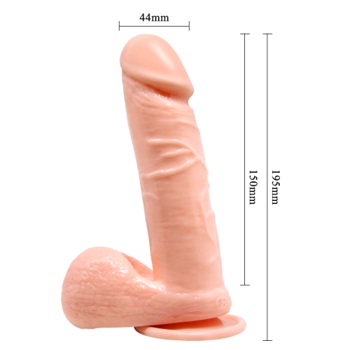 Фалоімітатор 19 см/4,4 см реалістичний бежевий на присоску Baile Penis - 7