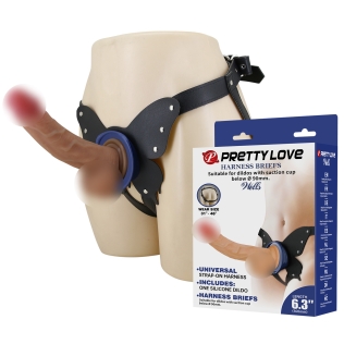Страпон ремінний жіночий жіночий силіконовий тілесний Lybaile Pretty Love Wells 6.3 Dildo with Harness Briefs