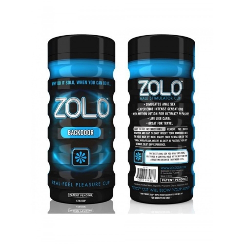 Мастурбатор з ребристою структурою для чоловіків синього кольору Zolo Back Door Cup - 1