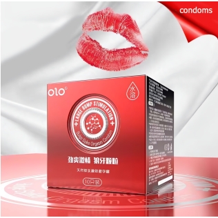 Латексные тонкие текстурированные презервативы OLO Large bump stimulation 10 штук
