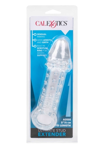 Насадка на пеніс реалістична рельєфна прозорого кольору що подовжує California Exotic Novelties - 6