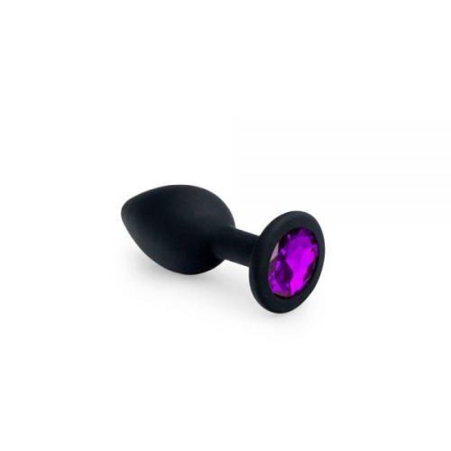 Анальная пробка черная с кристаллом Silicone Amethyst размер S - 1