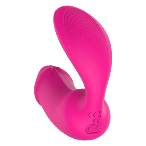 Подвійний вагінально-кліторальний вібратор з рожевим пультом Dream Toys Essentials - 7