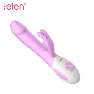 Вибратор-кролик с клиторальным отростком и подогревом фиолетовый Leten Alina 