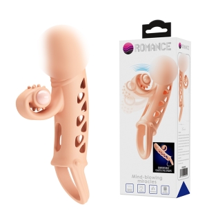 Вібронасадка на член реалістична тілесного кольору Lybaile ROMANCE Penis sleeve