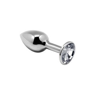 Металева анальна пробка з прозорим стразом розмір S Alive Mini Butt Plug