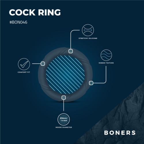 Эрекционное кольцо на член синее Boners Ergo Cockring - 2